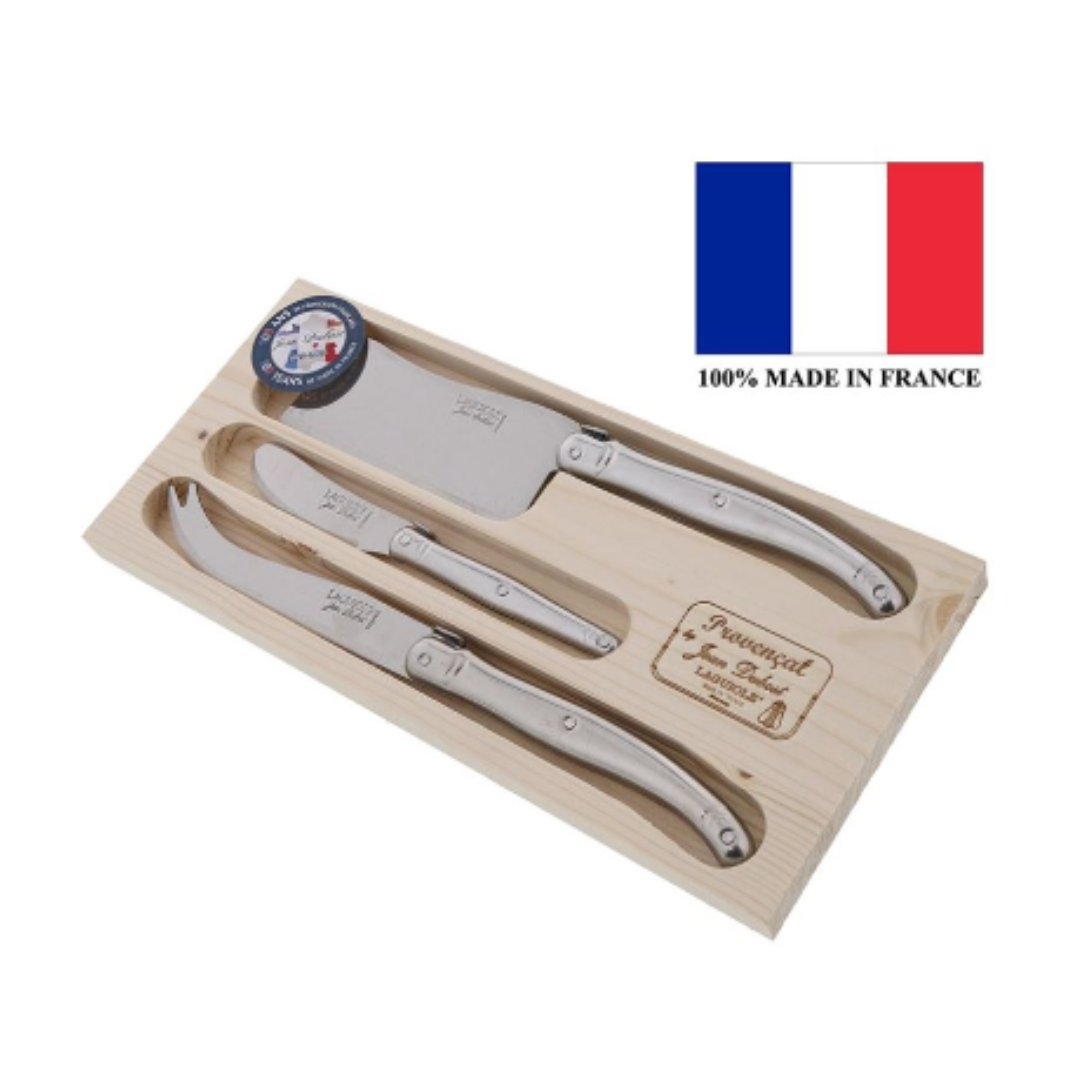 Laguiole by Jean Dubost – Authentic French Made Provencal Stainless Steel 3pc Cheese Knife Set